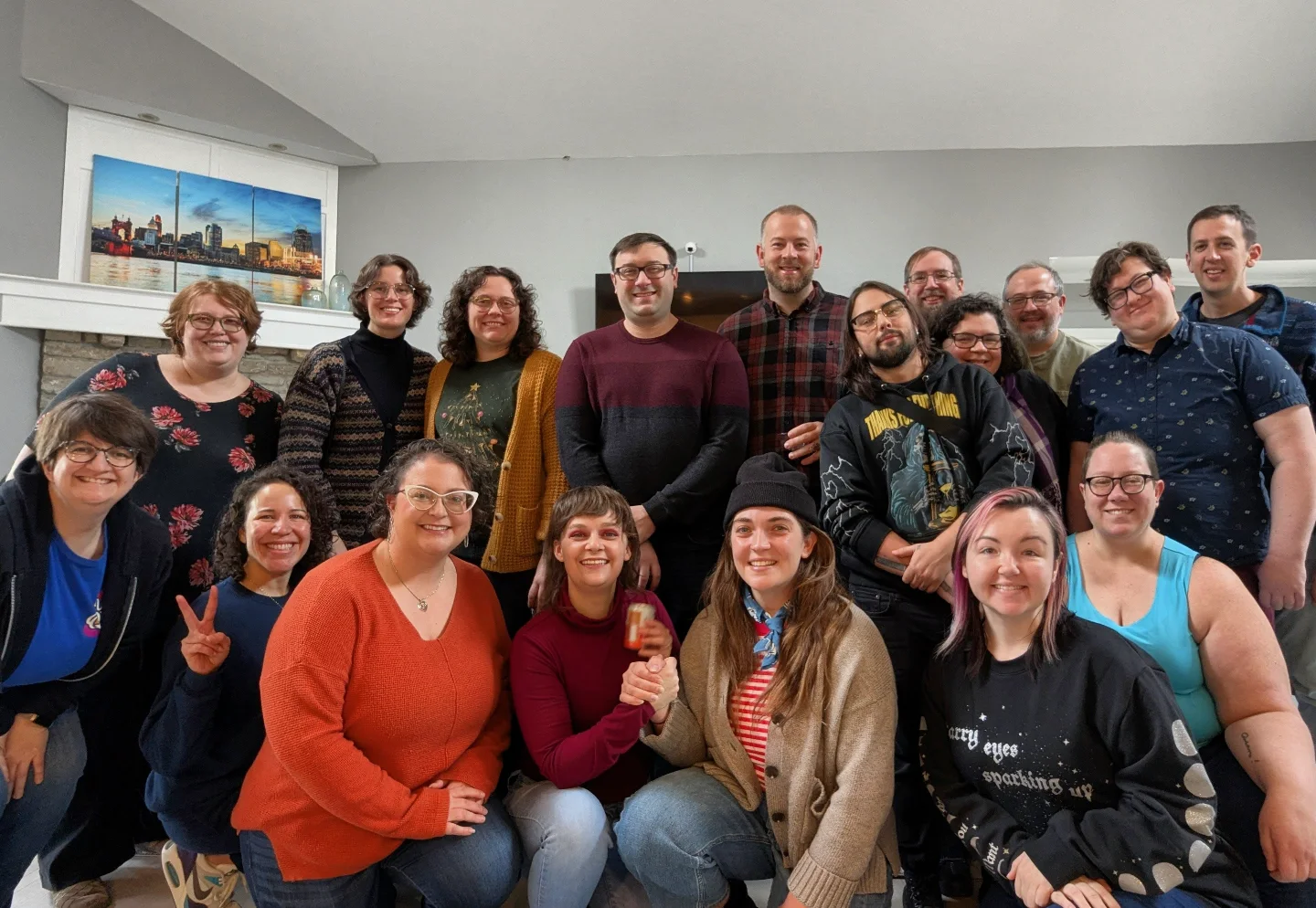 A group of QCFB members at a Friendsgiving gettogether
