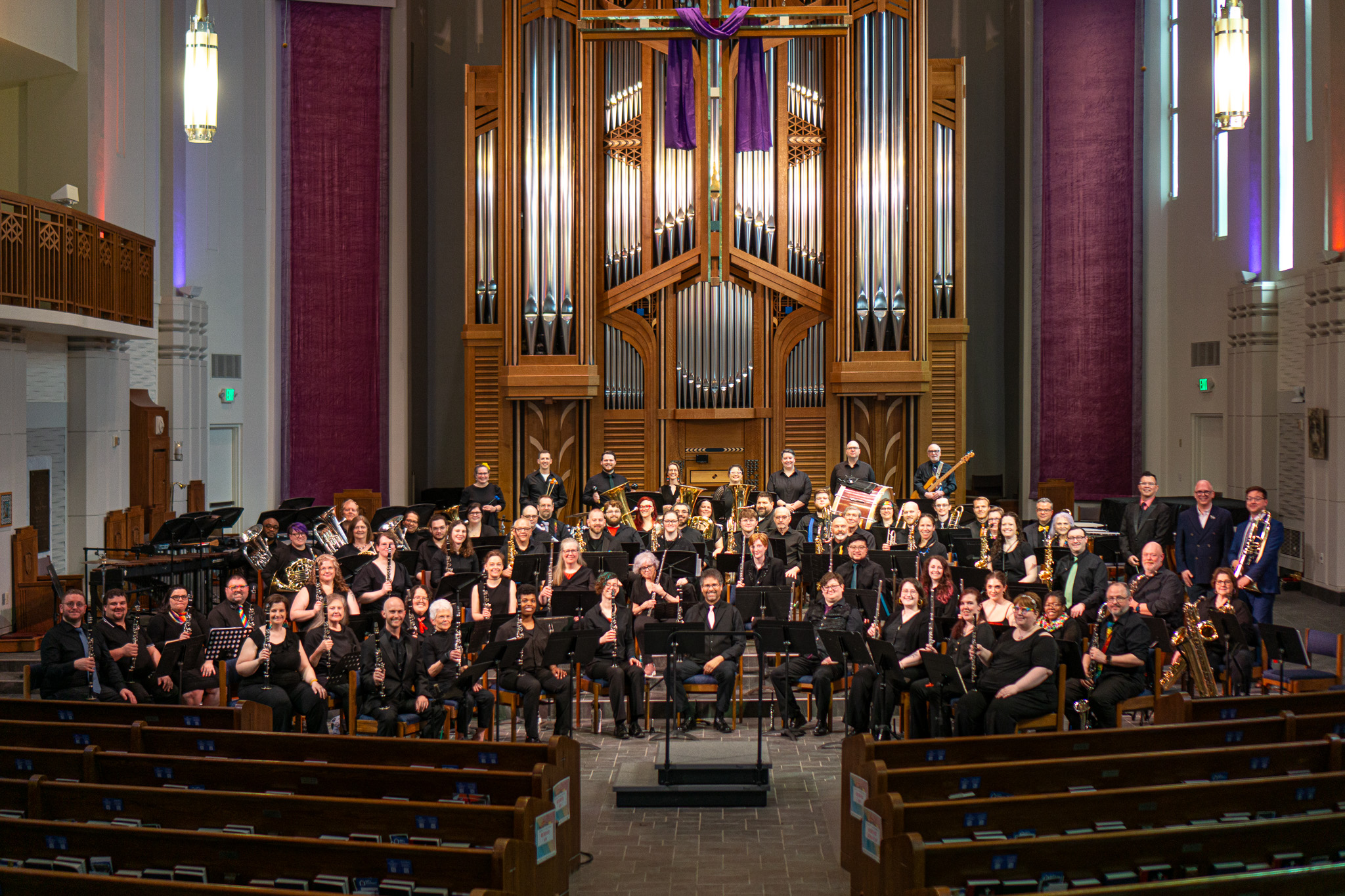 QCFB at our "Homecoming" concert at Christ Church Cathedral, featuring soloist Russ Zokaites and special guest Jim Obergefell